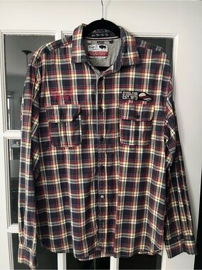 Buffalo David Bitton Plaid Button-Down Shirt - Red, Navy & Cream